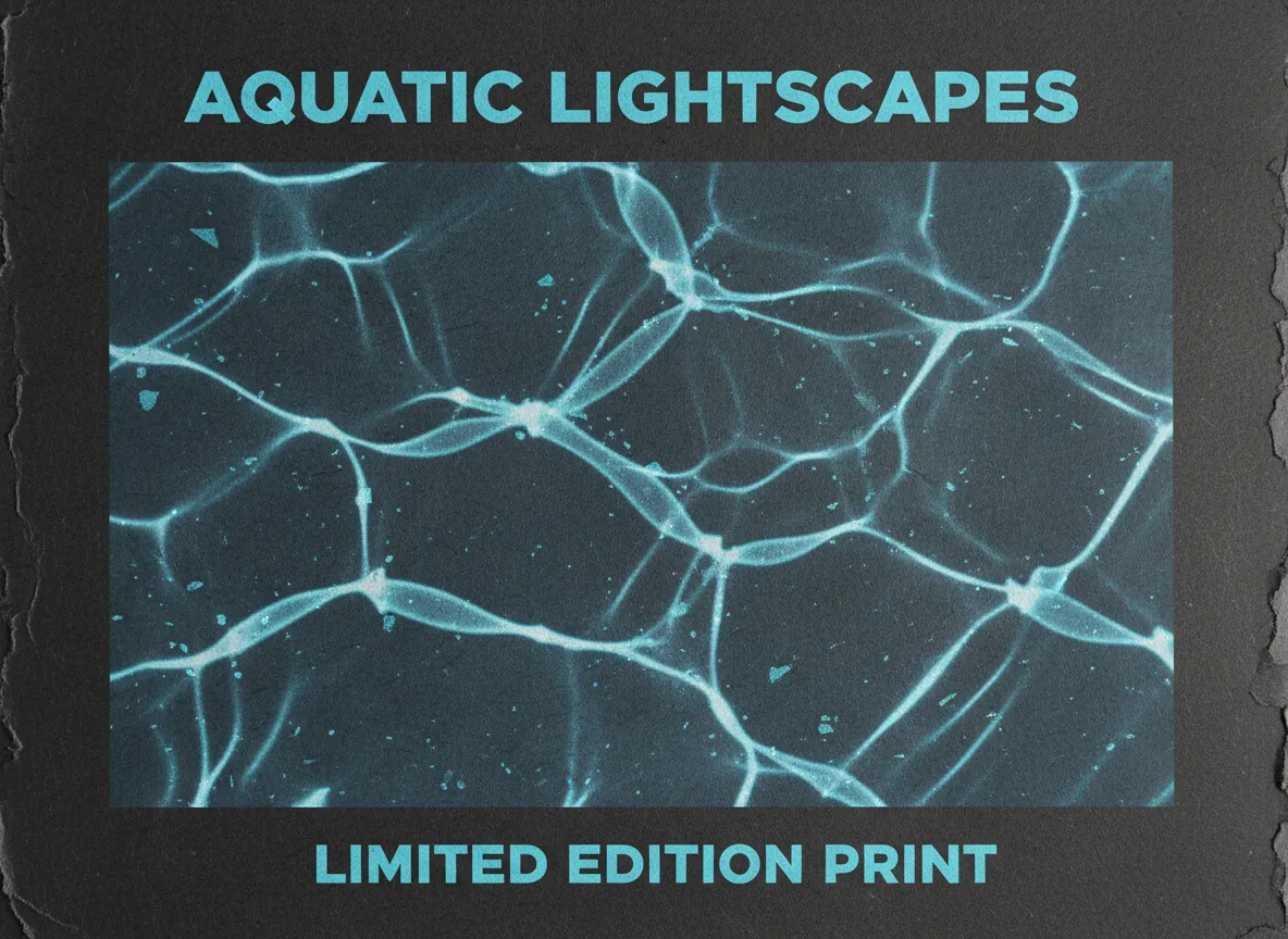 एक पोस्टर डिजाइन पर क्लोज-अप जो एक गहरे, मैट सतह पर कॉस्टिक्स की यथार्थवादी बनावट को प्रदर्शित करता है।