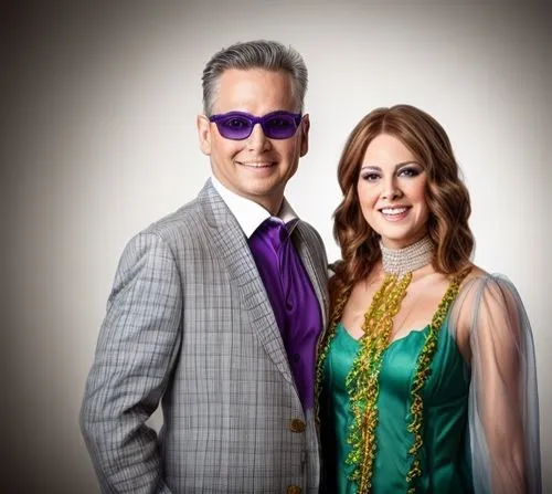 classic mardi gras royal couple,social,hollyoaks,golden ritriver and vorderman dark,casal,prince and princess,beautiful couple,singer and actress,anisado don manuel,purple,las vegas entertainer,purple