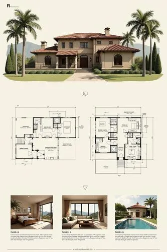 A professional architectural presentation board with a Pure background and a clean, minimalist design layout. The board includes:

Top Section: On the top left, a photorealistic render of a contempora