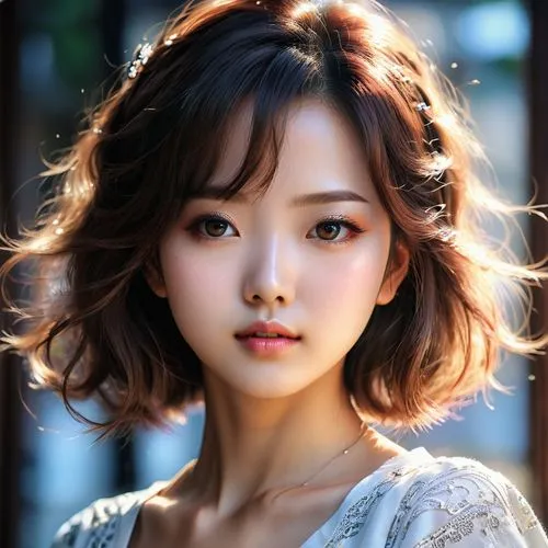 korean beautiful anime girl ,an image of a asian woman with short hair,hara,mizuhara,woori,wanzhou,yangzi,youqian