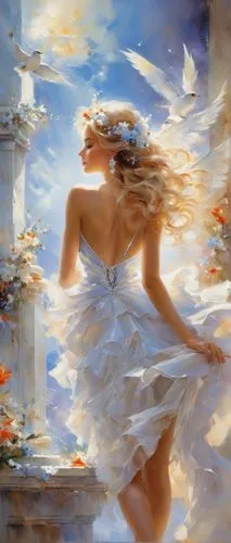 Heaven world
 


,a woman in white dress posing with flowers,sylphs,mystical portrait of a girl,fantasy picture,dussel,fantasy art,dreamscapes,world digital painting,celtic woman,faerie,fragonard,voil