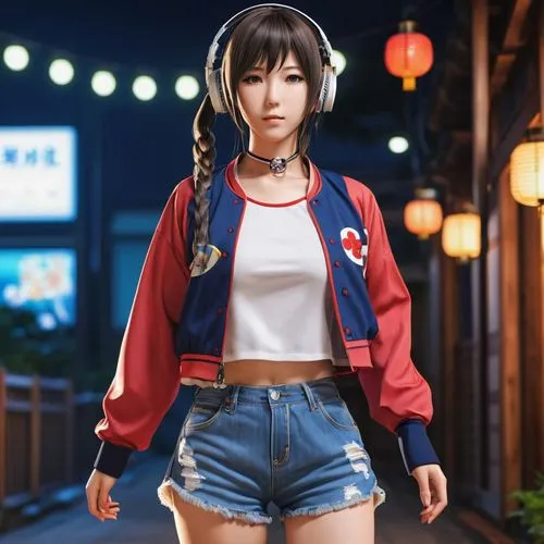 anime character,japanese style,girl,music,woman in casual clothing walking on a street at night,xiaoyu,anime japanese clothing,bdo,tekken,kao,dva,Photography,General,Realistic