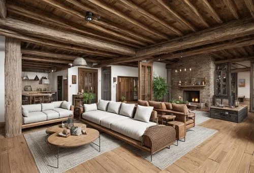 Living room with windows,wooden beams,loft,wooden floor,log cabin,log home,wood floor,rustic,living room,livingroom,chalet,wood flooring,wooden planks,wooden house,hardwood floors,scandinavian style,a