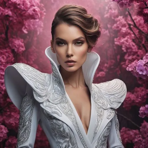 fantasy portrait ,magnolia,magnolia blossom,magnolias,lilac blossom,fantasy portrait,romantic portrait,elegant,fairy queen,bridal clothing,scent of jasmine,romantic look,oleander,flower fairy,fashion 