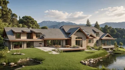 House by the Lake,house in the mountains,house in mountains,house with lake,luxury home,beautiful home,luxury property,house by the water,chalet,dreamhouse,grass roof,log home,country estate,forest ho