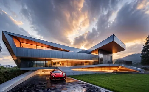 modern architecture,futuristic architecture,mclaren automotive,modern house,dunes house,cube house,alpine drive,luxury property,luxury home,futuristic art museum,car showroom,automotive exterior,smart