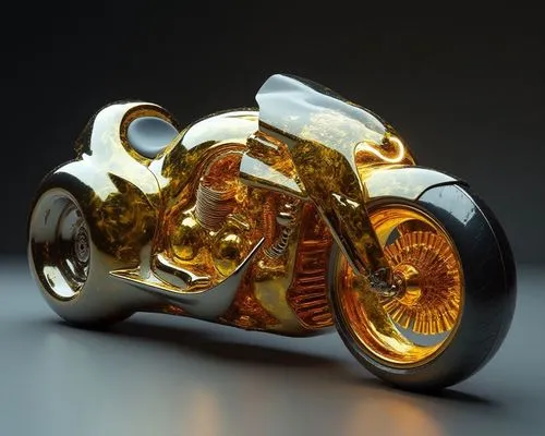 A futuristic gaa motorcycle designed for the urban commuter. The body is sleek and compact, with sharp, angular lines and a lightweight aluminum frame. The wheels are integrated into the body to minim