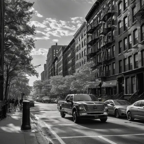 Harlem, NYC, black and white photo,hoboken condos for sale,new york streets,harlem,homes for sale in hoboken nj,chestnut avenue,meatpacking district,homes for sale hoboken nj,urban landscape,brownston