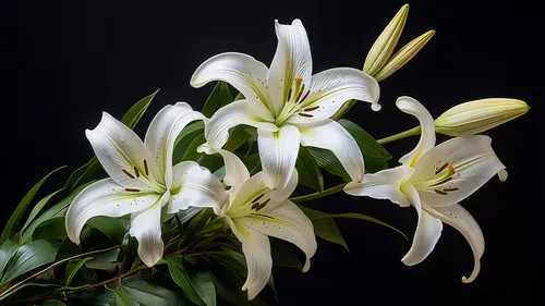this white flowers are in a vase on the table,white lily,lilies,tuberose,magnolia star,white trumpet lily,fragrant flowers,lily flower,white magnolia,lilies of the valley,angel trumpets,a beautiful ja