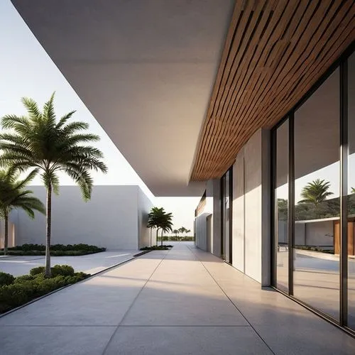 Design and render a contemporary minimalist single-family home inspired by the architecture of Tadao Ando, ​​located in the city of Ica, Peru. The project is situated on a completely flat plot of land