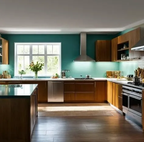the wood floor and cabinets in the large kitchen are beautifully finished,kitchen design,modern kitchen interior,kitchen interior,kitchens,vintage kitchen,modern kitchen,kitchen,wood casework,new kitc