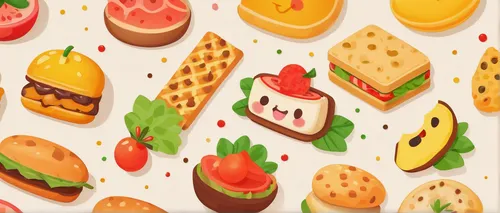 Develop kawaii emojis illustrating different food items, adding a touch of cuteness to food-related conversations.,fruit icons,fruits icons,food icons,ice cream icons,food collage,grilled food sketche