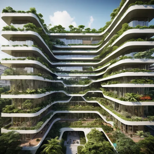 Tropical International Investment Square | UNStudio | Archello | Urban design plan, Tropics architecture, Realistic Facade architecture, minimalist rectangular
Skyline with green gardens,block balcony