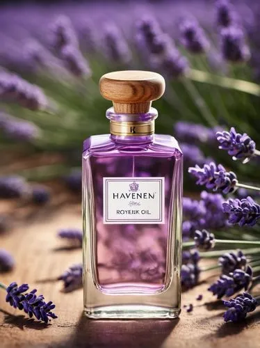 Elegant perfume made from lavender oil with the title on the bottle packaging ‘Lavender Oil.’ Epic. 8K high. Realistic. Complete with lavender flowers around it. hyperrealistic foto




,the lavender 