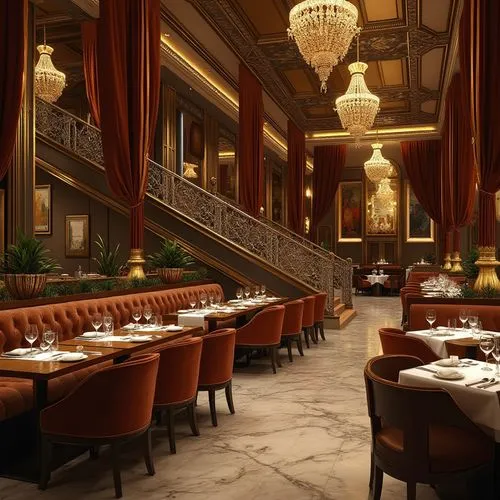 Art Deco Style Restaurant Design Ideas Using Sand-Casted Material in Olive Color