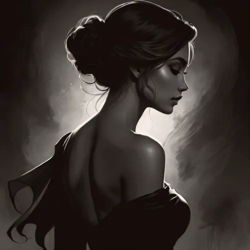 woman silhouette,moody portrait,dark portrait,widow,lady of the night,fantasy portrait,vampire lady,victorian lady,vampire woman,digital painting,black pearl,queen of the night,romantic portrait,gothi