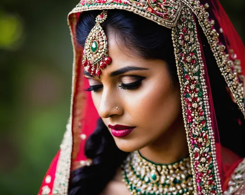 Indian Bride with magneta beaded veil - photo by Moore Photography,indian bride,indian woman,bridal jewelry,indian girl,bridal accessory,indian headdress,east indian,dowries,ethnic design,indian,india