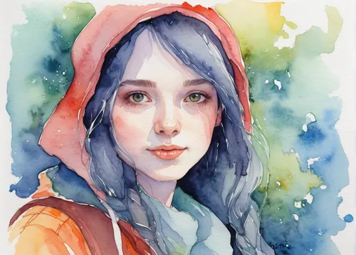 Watercolor Portrait Girl Snapchat Filter Painting By Siver Serwer,watercolor women accessory,watercolor,watercolor paint,watercolor painting,watercolor background,watercolor sketch,watercolor blue,wat