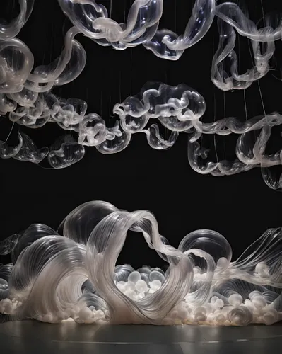 jellyfishes,sea jellies,jellyfish,lion's mane jellyfish,box jellyfish,cnidaria,jellyfish collage,paper clouds,drawing with light,portuguese man o' war,jellies,water display,abstract smoke,whirling,spl