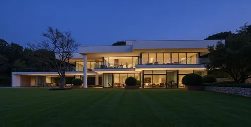 a big building with trees in front of it,modern house,beautiful home,modern architecture,luxury home,dreamhouse,dunes house,luxury property,mid century house,crib,mansion,villa,large home,private hous