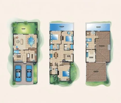 the three storey houses have a blue pool,habitaciones,floorplan home,floorplan,floorplans,house floorplan,residencial,inmobiliaria,floor plan,condominia,apartments,cohousing,multifamily,floorpan,house