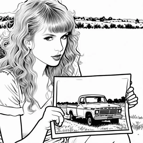 Taylor Swift  pencil drawing,TS I hate that old pickup truck he never let me drive it,Taylor Swift,TS Song,Swiftie,Taylor Nation,Swiftie Nation,Design Sketch,Design Sketch,Rough Outline