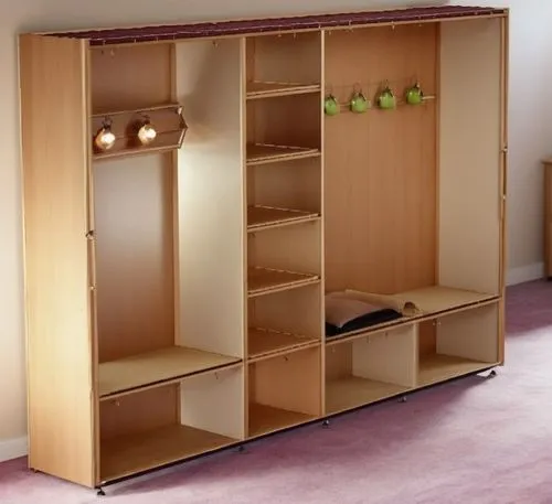 an empty room with a wooden and metal storage rack,storage cabinet,highboard,schrank,wardrobes,bookcase,cabinetry,walk-in closet,bookcases,tv cabinet,shelving,cupboard,danish furniture,mobilier,shoe c