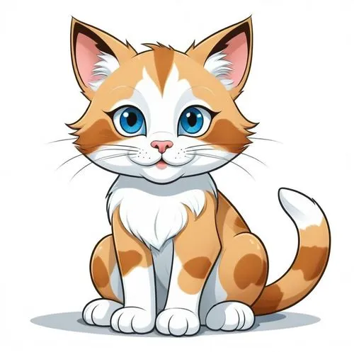 the cute brown and white cat with blue eyes is sitting down,firestar,orange tabby cat,ginger kitten,orange tabby,calico cat,riverclan,red tabby,kittu,cartoon cat,garrison,cat vector,korin,breed cat,ch