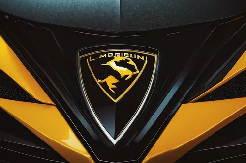 Describe the Lamborghini logo in detail.,scuderia,rs badge,lamborghini,senna,bumblebee,renault,kryptarum-the bumble bee,crest,owl background,shield,dodge ram rumble bee,lamborghini urus,helmet plate,c