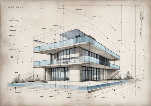 this drawing shows the front and back part of an office building with many sections of architecture,revit,house drawing,architettura,archigram,sketchup,architect plan,arquitectonica,architectura,canti
