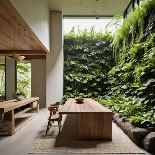 The space should feature large windows that allow ample natural light to flow in, creating a warm and soft illumination throughout. Include a variety of plants in different sizes, such as a mix of lar