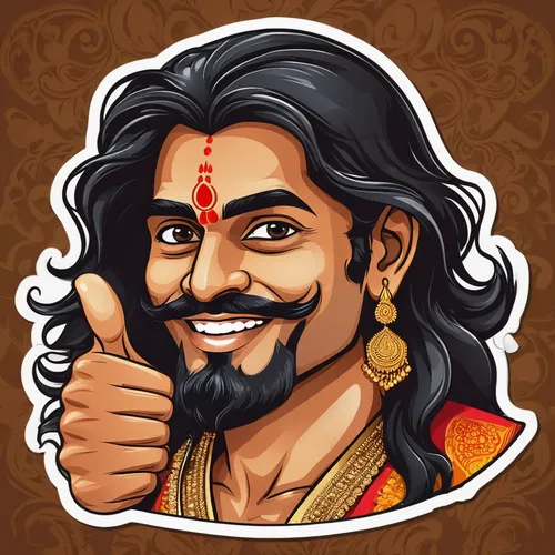 handsome south indian man with dark long hair holding a thumbs up. wearing traditional indian gear.,handshake icon,jaya,deva,vector illustration,medicine icon,download icon,jawaharlal,edit icon,ramaya