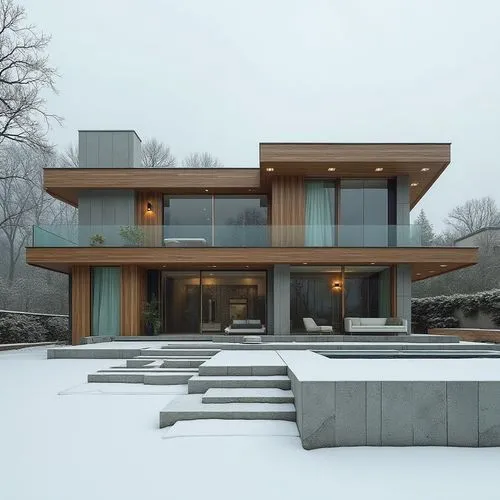  ,a modern house with a lot of snow,snow house,modern house,winter house,modern architecture,cantilevered,cantilevers,snohetta,cubic house,dunes house,snow roof,timber house,bohlin,3d rendering,ruhl h