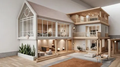 a drawing of a modern style house,lofts,sky apartment,an apartment,doll house,frame house,shared apartment,model house,apartment,dolls houses,interior design,townhouse,cubic house,penthouses,two story