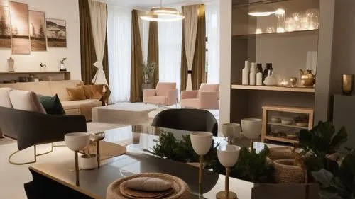 a living room filled with furniture and lots of plants,home interior,modern decor,maletti,hairdressing salon,habitaciones,livingroom,Photography,General,Realistic