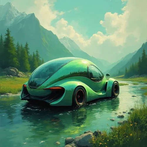 Imagine una visualización cautivadora del automóvil de sus sueños, incorporando su pasión automotriz y su perspectiva de diseño única. QUE EL AUTO TENGA  FORMA DE UNA ESFERA CON ALAS QUE PERMITA TRASL