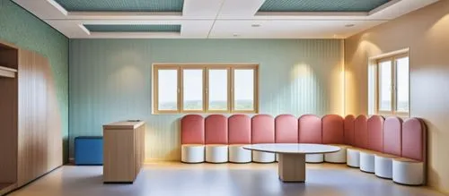 international kids school reception area n waitng area ,the banquet room in a modern day house,doctor's room,treatment room,hospital ward,therapy room,examination room,hospitalier,hospital,children's 