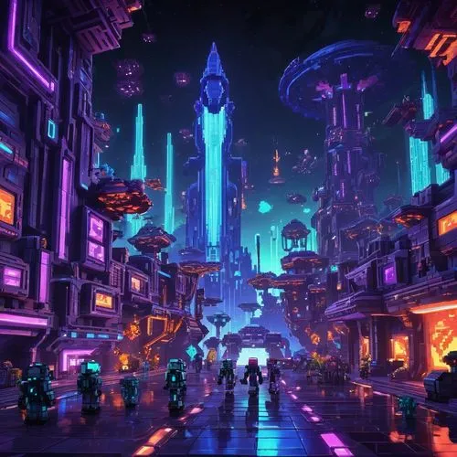 Pixel Art,fantasy city,cybertown,cybercity,metropolis,cyberia,futuristic landscape,space port,cyberpunk,aurora village,microdistrict,cyberworld,cyberport,coruscant,colorful city,barrayaran,areopolis,s