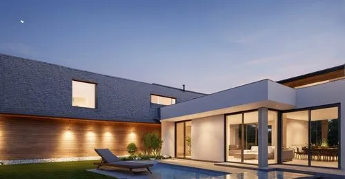 Generar una imagen realista de un diseño arquitectónico contemporáneo de vivienda unifamiliar, basada en el modelo proporcionado. Mejorar el diseño con detalles que aporten mayor calidez y elegancia: 
