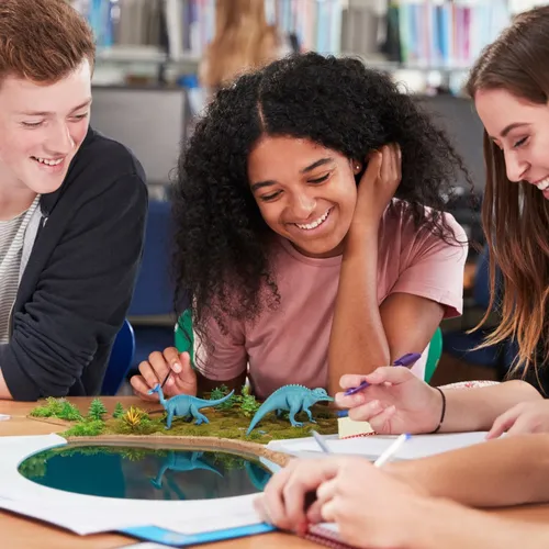 Mini desktop eco-park with dinosaurs, pterodactyls, and lakes,science education,montessori,children learning,students,school administration software,spread of education,school design,language school,e