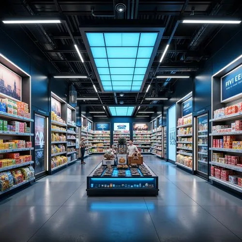 Grocery Store Futurism Style Building Design Ideas
