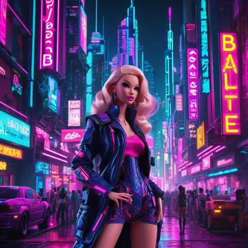 Imagine Barbie as a fashion designer, sketch her latest couture collection,80s,neon lights,birds of prey-night,barbie,femme fatale,retro woman,ann margarett-hollywood,cosmopolitan,neon light,retro gir