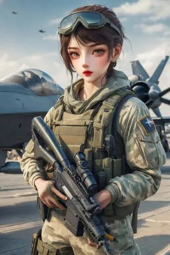 drone operator,operator,gi,pubg mascot,combat medic,fighter pilot,military raptor,girl with a gun,girl with gun,helicopter pilot,rifle,strong military,a-10,military camouflage,military,paratrooper,air