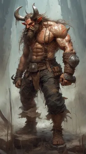 Minotaur warrior,barbarian,minotaur,berserker,berzerker,orcish,bugbear,gnolls,berserkers,gangplank,forsworn,orc,lumbering,earthshaker,gnoll,ullr,bullman,riki,bugbears,orcs,gotrek,Conceptual Art,Fantas