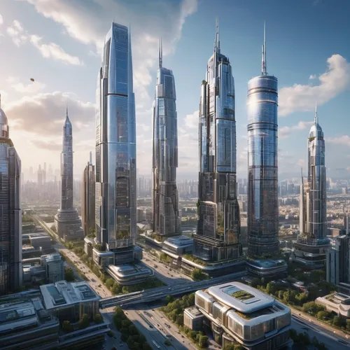 Modern robotic city with tall skyscapers,tallest hotel dubai,dubai,futuristic architecture,largest hotel in dubai,urban towers,international towers,skyscapers,dubai marina,united arab emirates,smart c
