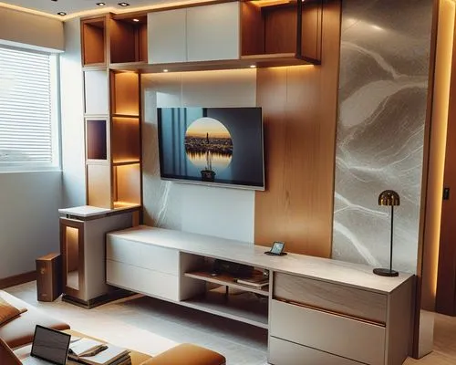 an entertainment room in a luxury apartment with wooden paneling,interior modern design,search interior solutions,modern decor,tv cabinet,contemporary decor,interior decoration,interior design,modern 