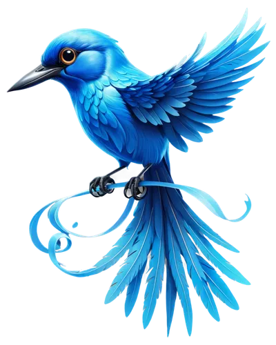Twitter logo, blue bird, solo, 3D, white background, transparent, detailed feathers, bright eyes, open beak, subtle shadow, soft lighting, high-contrast, 1/2 composition, sharp edges, glossy texture.,