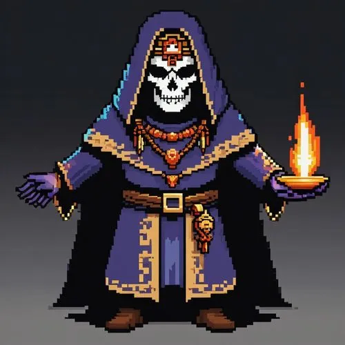 Pixel Art， game Scene,lechuck,occultist,jiangshi,necromancer,skeletor,undead warlock,cultist,chronicon,lich,sorcerer,magus,magistrate,warlock,desaad,archmage,urias,grimm reaper,cleric,zargari,pixel ar