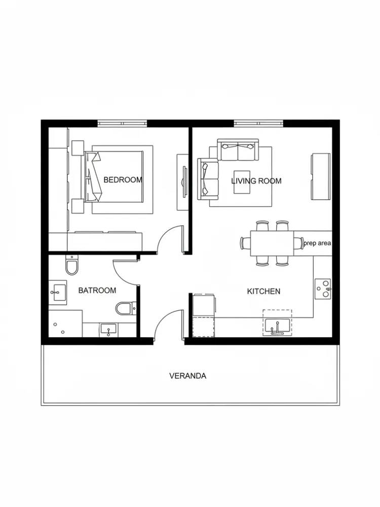 an apartment plans that are fully furnished with all the basic furniture and decor