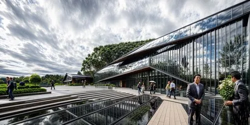 raining day,glass facade,structural glass,glass facades,moveable bridge,aileron,archidaily,glass building,folding roof,glass wall,mirror house,modern architecture,futuristic architecture,futuristic ar